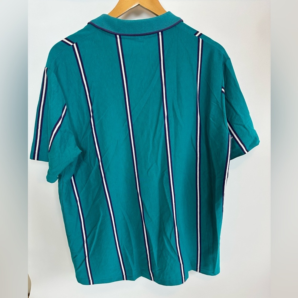 Vintage Penguin Club Vertical Stripe Polo Mens XL Teal Made in USA - Picture 5 of 8